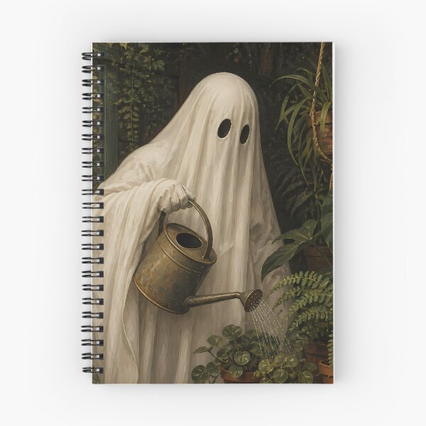 Item preview, Vintage Ghost Greenhouse Plant Watering Cottagecore Oil Painting designed and sold by GrinGalore.