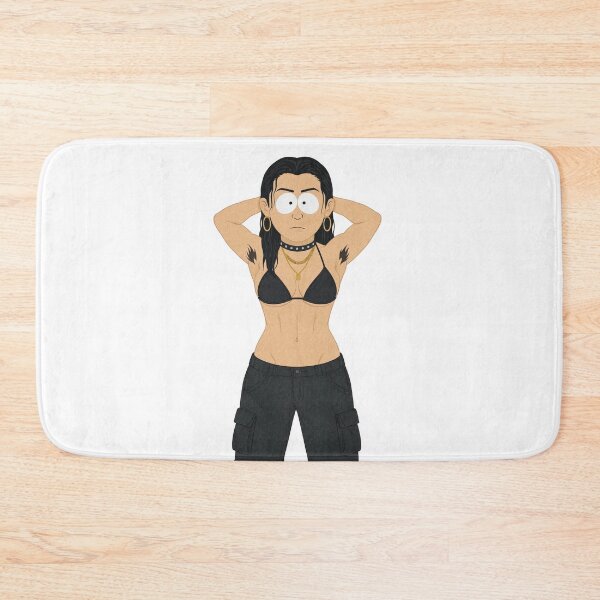 Item preview, Animated cartoon art woman standing with hands behind her heads in a bikini top with unshaven underarms designed and sold by Vintage Designs +.
