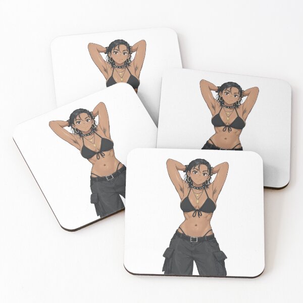 Item preview, Animated cartoon art woman standing with hands behind her heads in a bikini top with unshaven underarms designed and sold by Vintage Designs +.