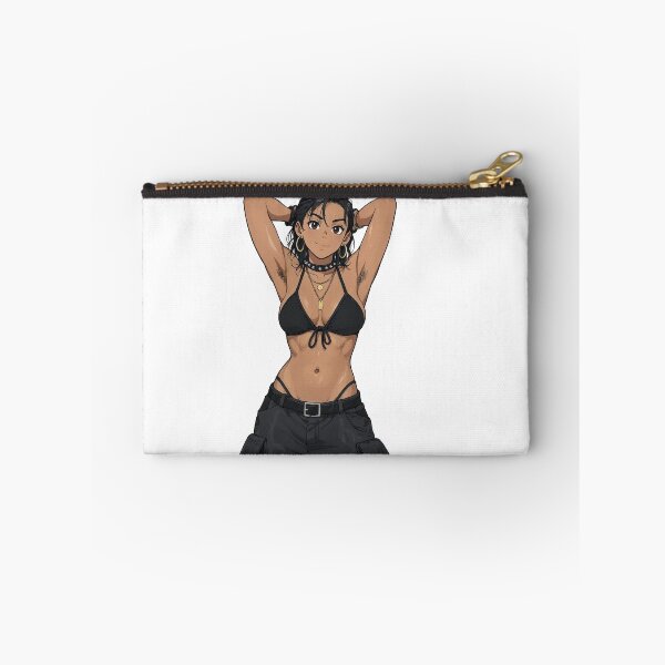 Item preview, Animated cartoon art woman standing with hands behind her heads in a bikini top with unshaven underarms designed and sold by Vintage Designs +.