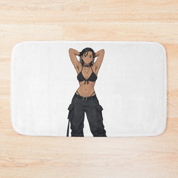 Item preview, Animated cartoon art woman standing with hands behind her heads in a bikini top with unshaven underarms designed and sold by Vintage Designs +.