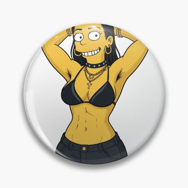 Item preview, Animated cartoon art woman standing with hands behind her heads in a bikini top with unshaven underarms designed and sold by Vintage Designs +.