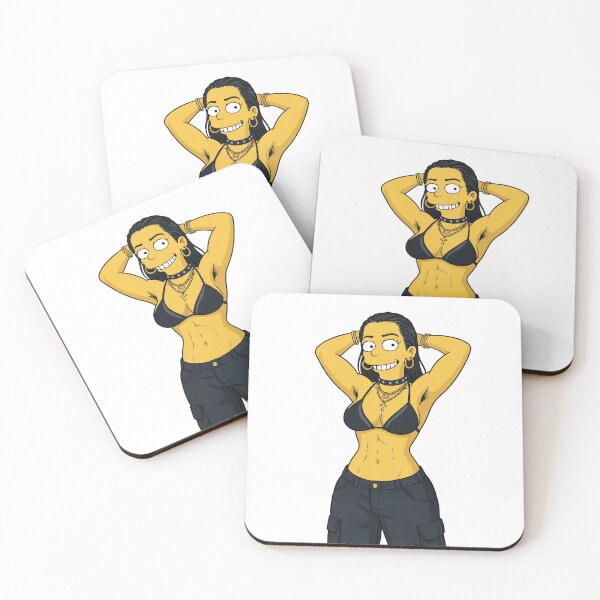 Item preview, Animated cartoon art woman standing with hands behind her heads in a bikini top with unshaven underarms designed and sold by Vintage Designs +.