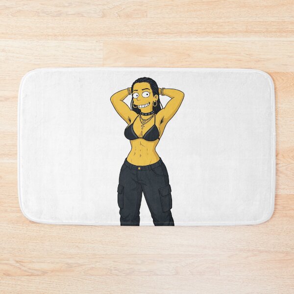 Item preview, Animated cartoon art woman standing with hands behind her heads in a bikini top with unshaven underarms designed and sold by Vintage Designs +.