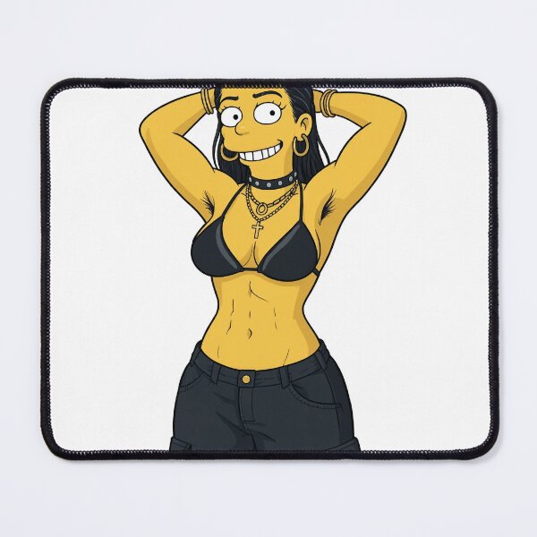Item preview, Animated cartoon art woman standing with hands behind her heads in a bikini top with unshaven underarms designed and sold by Vintage Designs +.