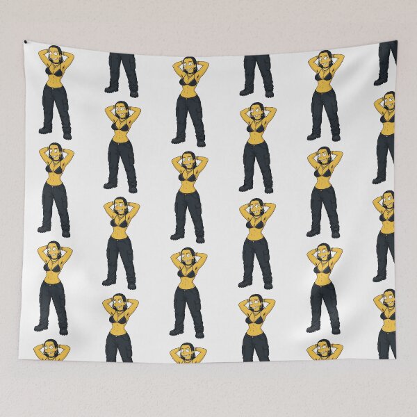 Item preview, Animated cartoon art woman standing with hands behind her heads in a bikini top with unshaven underarms designed and sold by Vintage Designs +.