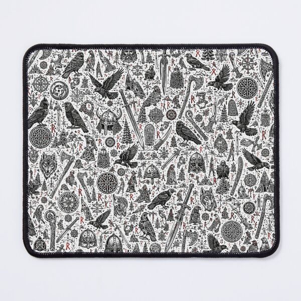 Item preview, Ravens and Runes Nordic Doodle Pattern designed and sold by i-corp.
