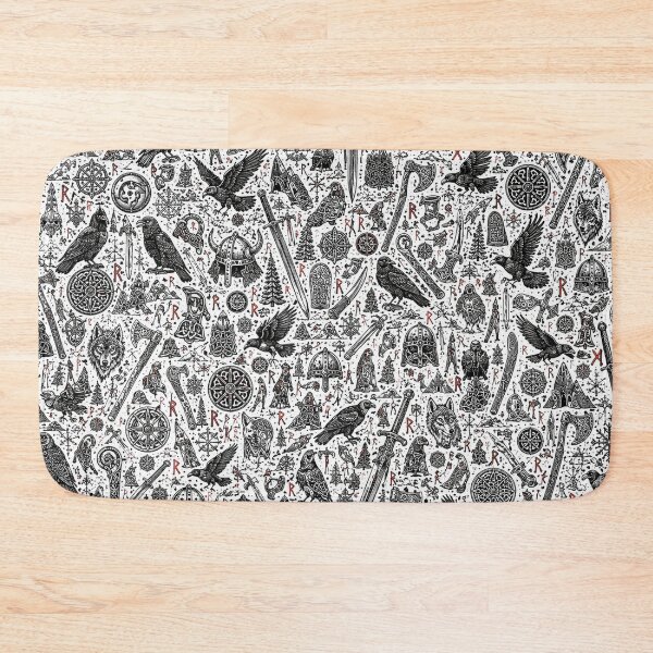 Item preview, Ravens and Runes Nordic Doodle Pattern designed and sold by i-corp.
