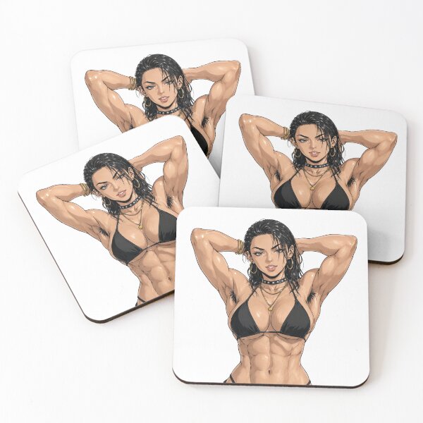 Item preview, Animated cartoon art woman standing with hands behind her heads in a bikini top with unshaven underarms designed and sold by Vintage Designs +.