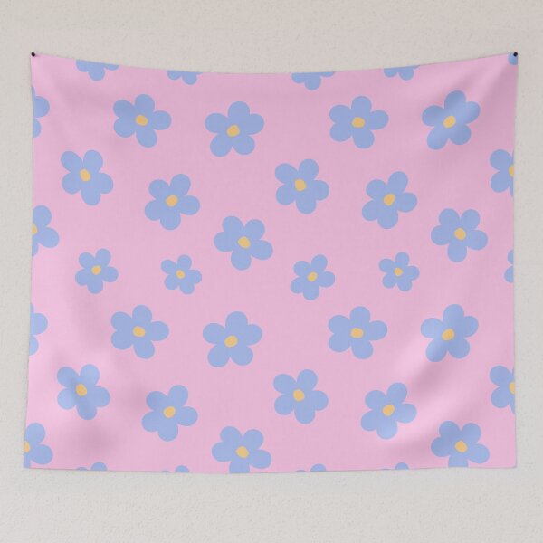 Artikelvorschau, Retro-Pastellblaues Blumenmuster entworfen und verkauft von jianina-alondra.