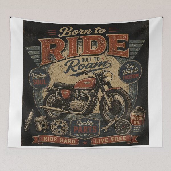 Item preview, Born To Ride Vintage Motorcycle Biker Retro Art designed and sold by goodFather4ever.