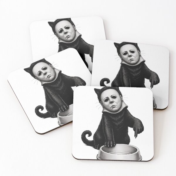 Item preview, Creepy Black Cat Wearing Mysterious White Mask Art designed and sold by KurtKrueg88967.
