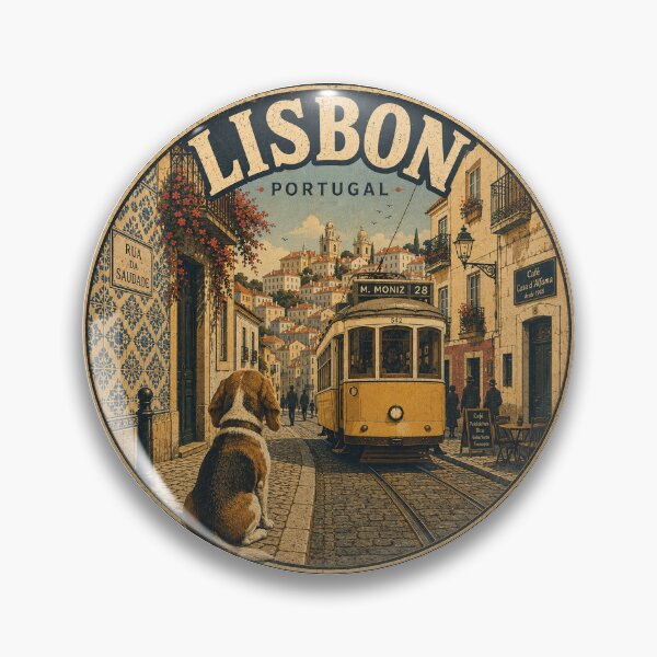Item preview, Lisbon Portugal Beagle Vintage Travel Poster | Tram 28 Dog Lover designed and sold by FireWildChild.