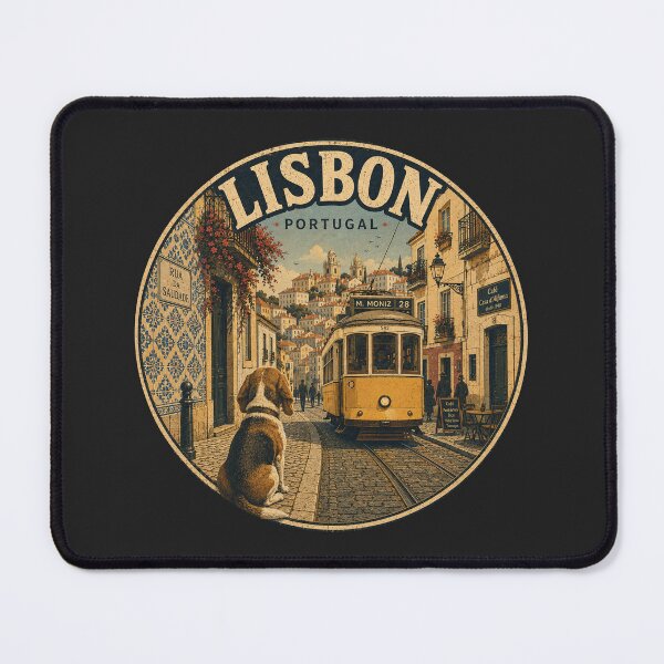 Item preview, Lisbon Portugal Beagle Vintage Travel Poster | Tram 28 Dog Lover designed and sold by FireWildChild.