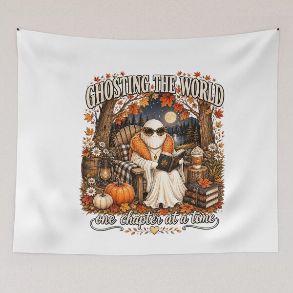 Item preview, Ghosting the World One Chapter at a Time Cozy Fall Reading Ghost Design designed and sold by VioletNance.