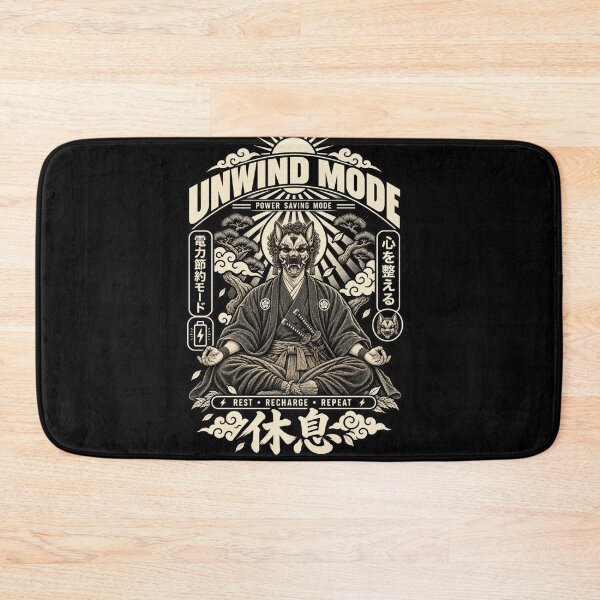 Item preview, UNWIND MODE Power Saving Mode - Zen Wolf Samurai Meditation Rest Recharge Repeat designed and sold by BRTHRCNK01.