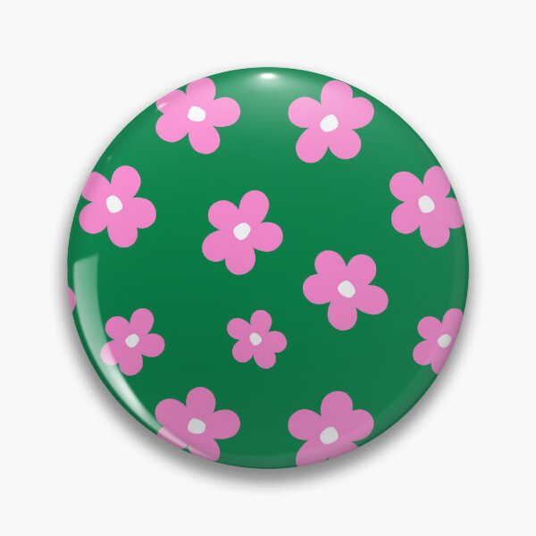 Artikelvorschau, Rosa Blumen, grünes Retro-Blumenmuster entworfen und verkauft von jianina-alondra.