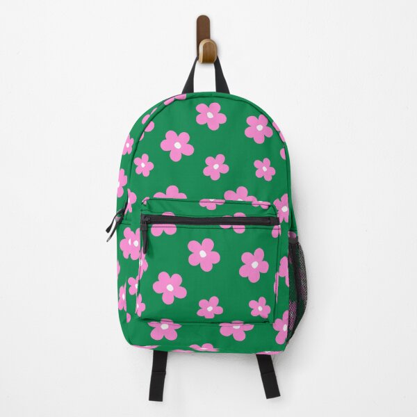 Artikelvorschau, Rosa Blumen, grünes Retro-Blumenmuster entworfen und verkauft von jianina-alondra.
