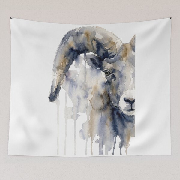 Item preview, Bighorn Sheep Half Face, Mountain Cabin Art designed and sold by caracatita75.