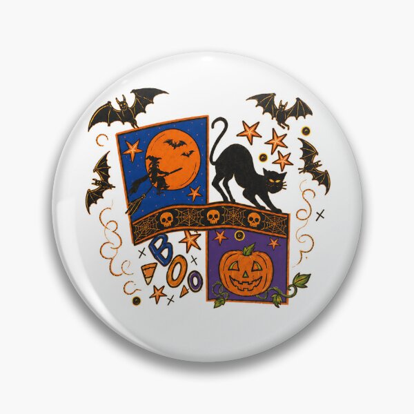 Item preview, Retro Halloween Collage With Witch Black Cat And Jack O Lantern Vintage designed and sold by Unique personality⭐⭐⭐⭐⭐.