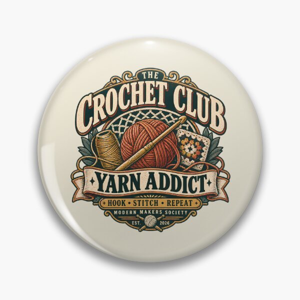 Item preview, The Crochet Club Yarn Addict Vintage Crochet Badge designed and sold by KakangMudi.