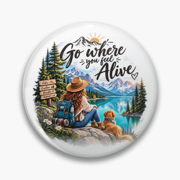 Item preview, Female Hiker and Dog Mountain Lake designed and sold by FABIOLA1970.