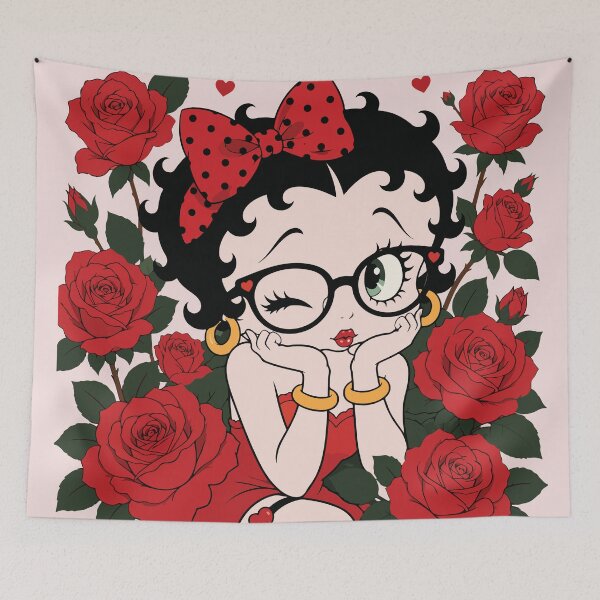 Item preview, Betty Boop Red Roses & Glasses Vintage Pinup designed and sold by BrownHorse90s.