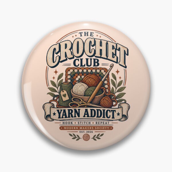 Item preview, The Crochet Club Yarn Addict Vintage Crochet Craft Badge designed and sold by KakangMudi.