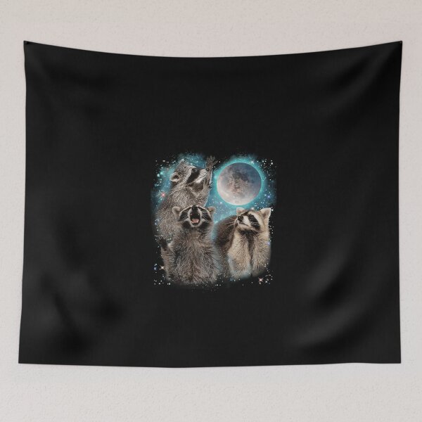 Item preview, 3 Racoon Moon Howling Raccoon Head Funny designed and sold by sheneciasaunde.