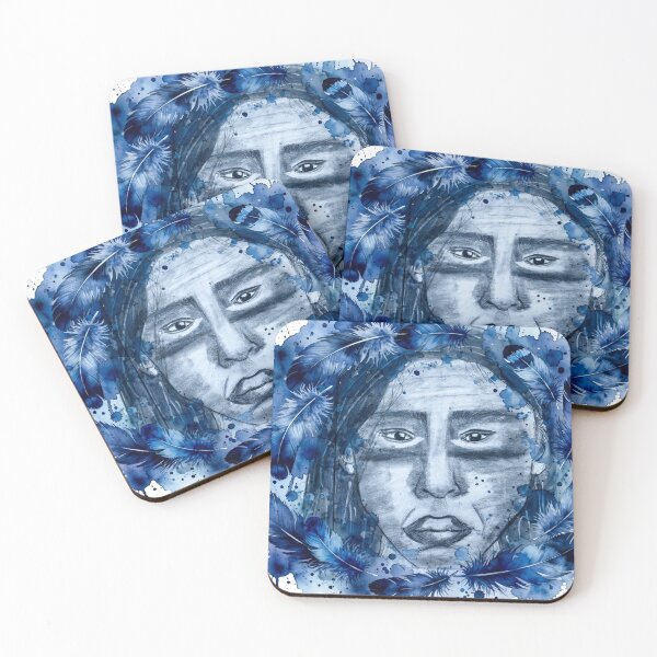 Item preview, Blue Tribal Spirit - Deep Watercolor Feather Art designed and sold by MAISON SYLVIE.