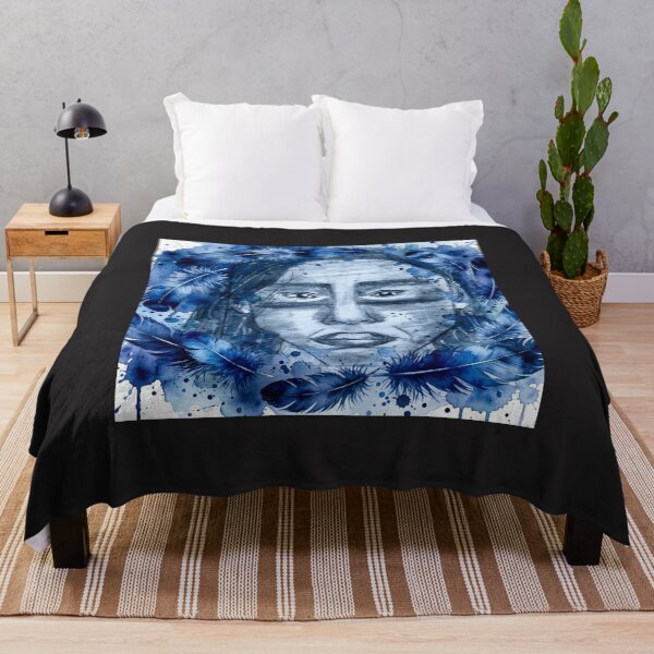 Item preview, Blue Tribal Spirit - Deep Watercolor Feather Art designed and sold by MAISON SYLVIE.