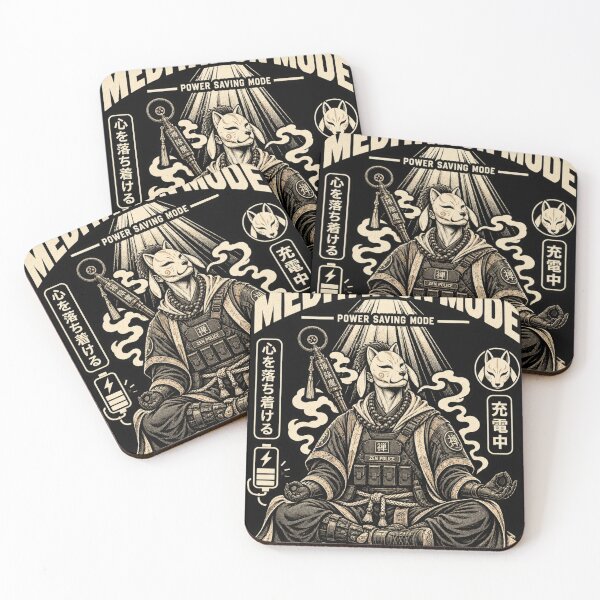 Item preview, MEDITATION MODE Power Saving Mode - Zen Police Kitsune Samurai Rest Recharge Repeat designed and sold by BRTHRCNK01.