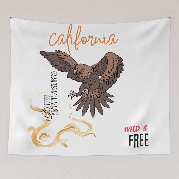 Item preview, California Golden State Eagle Wild and Free Vintage Design designed and sold by NourArtCorner.