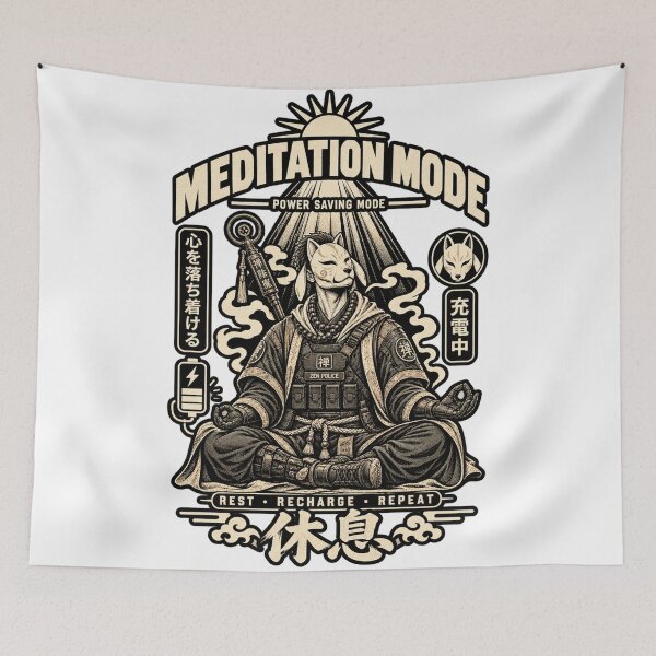 Item preview, Zen Police Kitsune - MEDITATION MODE Japanese Streetwear Meditation designed and sold by BRTHRCNK01.
