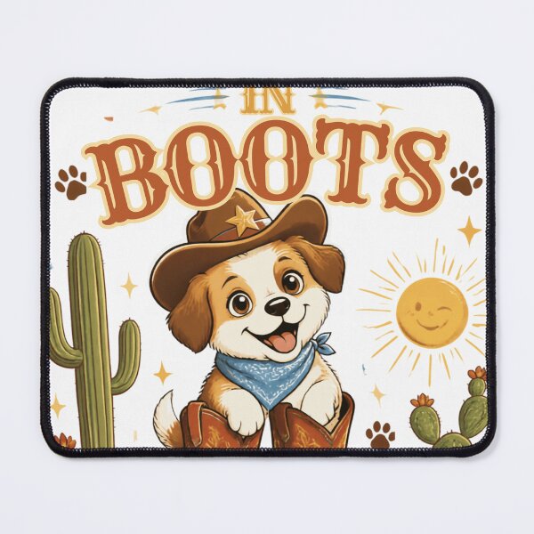 Item preview, Bellender Hund im Cowboy-Stiefel designed and sold by Paw-and-Purr.