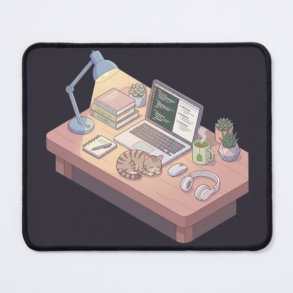Item preview, Cozy Isometric Lo-Fi Dorm Desk Late Night Study Setup designed and sold by DripCultureLab.