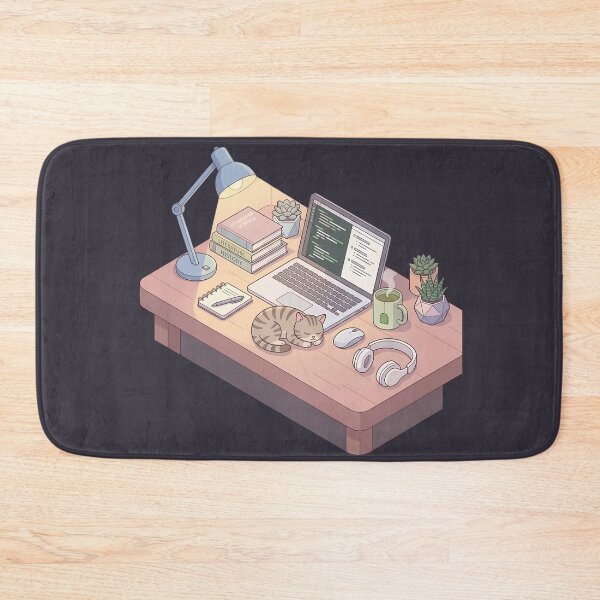 Item preview, Cozy Isometric Lo-Fi Dorm Desk Late Night Study Setup designed and sold by DripCultureLab.