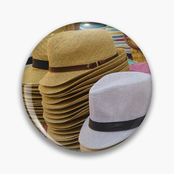 Item preview, Stacks of Straw Hats and Summer Headwear on a Colorful Outdoor Market Stall Display designed and sold by Nmallia.