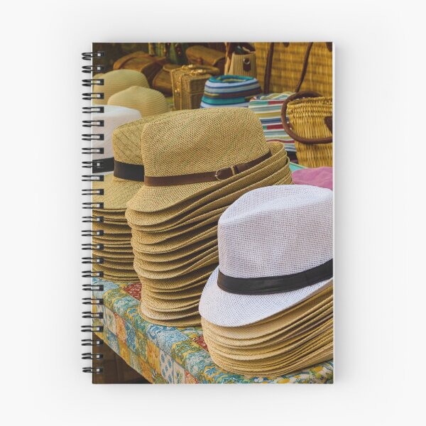 Item preview, Stacks of Straw Hats and Summer Headwear on a Colorful Outdoor Market Stall Display designed and sold by Nmallia.