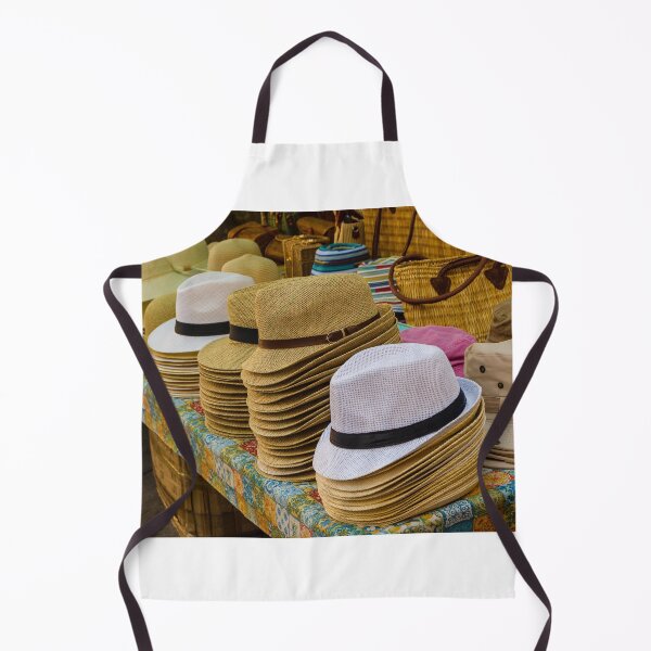 Item preview, Stacks of Straw Hats and Summer Headwear on a Colorful Outdoor Market Stall Display designed and sold by Nmallia.