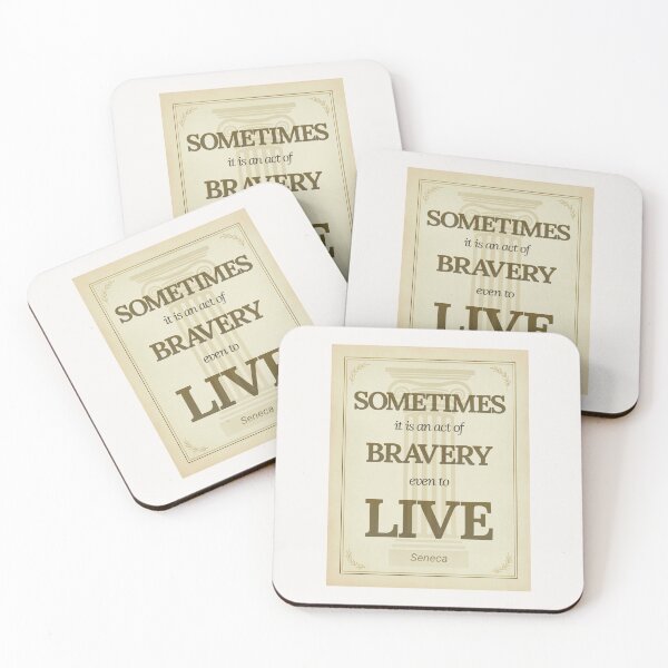 Item preview, Sometimes It Is an Act of Bravery Even to Live - Seneca - Elegant Script Stoic Quote - Black and Gold Version designed and sold by Stoic Core.
