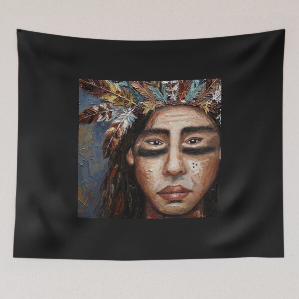 Item preview, Tribal Queen Spirit - Earth Warrior Feather Headdress Art designed and sold by MAISON SYLVIE.