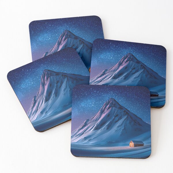 Item preview, Serene Snowy Mountain Under Starlit Sky at Night designed and sold by Artessie.