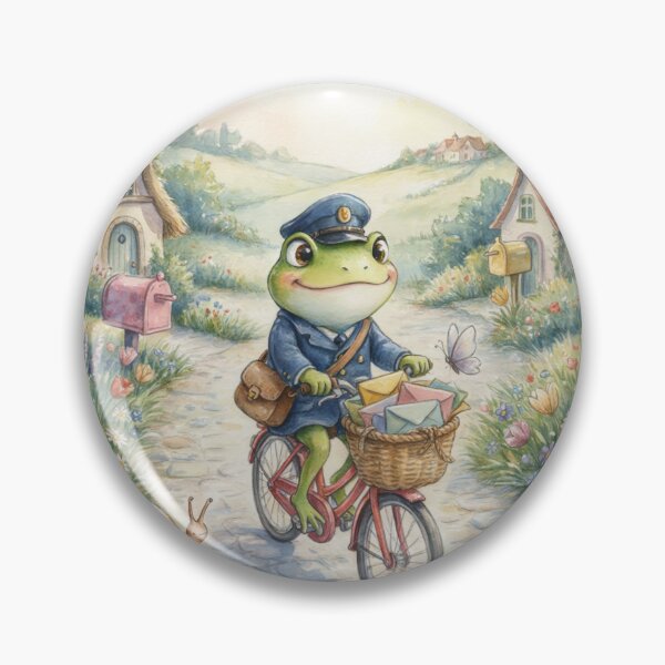 Item preview, Frog Postman in an Enchanted Flower Village – Whimsical Cottagecore Storybook Art designed and sold by Tamas Das.