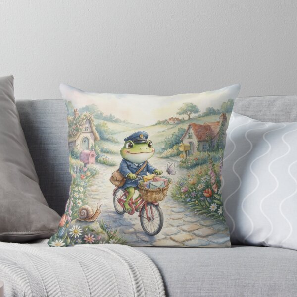 Item preview, Frog Postman in an Enchanted Flower Village – Whimsical Cottagecore Storybook Art designed and sold by Tamas Das.