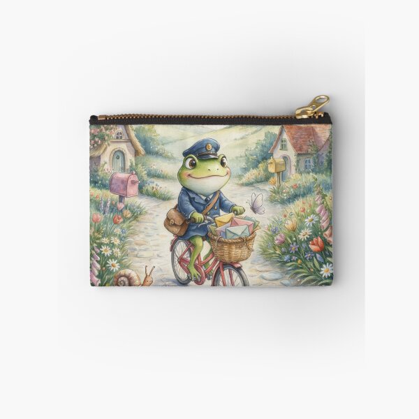 Item preview, Frog Postman in an Enchanted Flower Village – Whimsical Cottagecore Storybook Art designed and sold by Tamas Das.