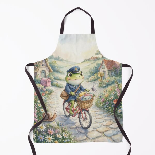 Item preview, Frog Postman in an Enchanted Flower Village – Whimsical Cottagecore Storybook Art designed and sold by Tamas Das.