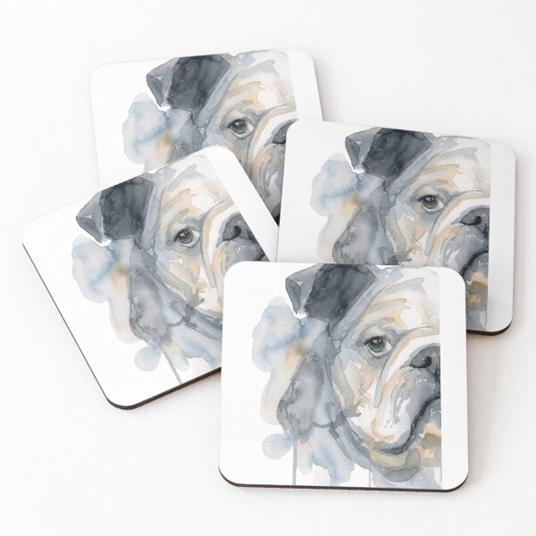 Item preview, Bulldog Half Face, Grey Blue and Tan designed and sold by caracatita75.