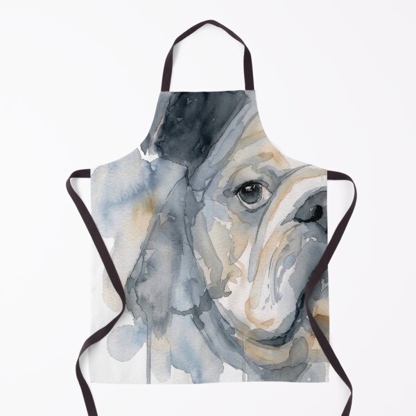 Artikelvorschau, Bulldoggen-Halbgesicht, Grau-Blau und Braun entworfen und verkauft von caracatita75.