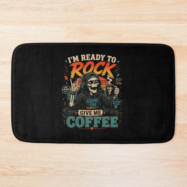 Item preview, I’m Ready To Rock Give Me Coffee Gaming Edition T-Shirt – Funny Retro Rock Coffee Graphic Tee designed and sold by Artimax-Studio.